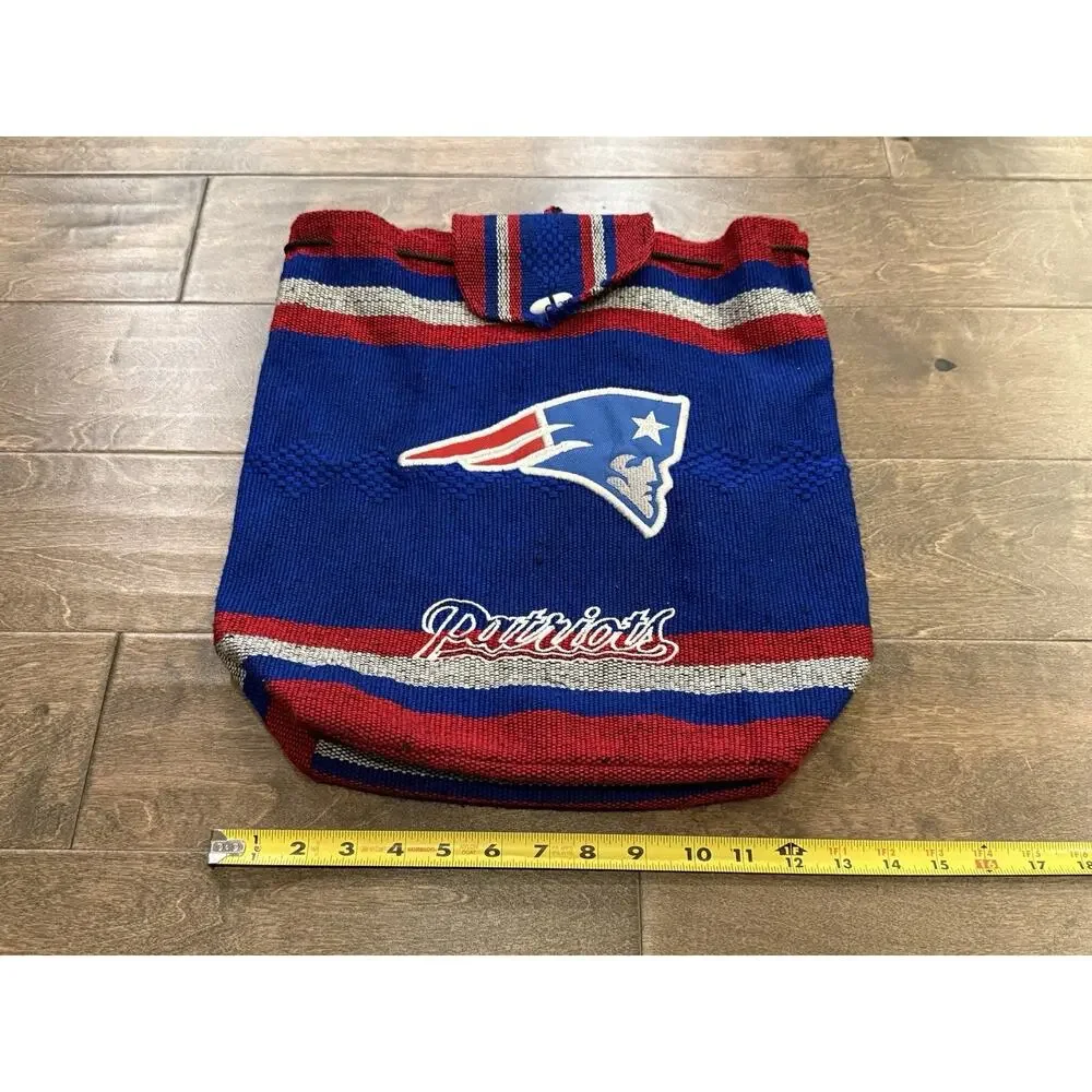 New England Patriots Unisex Blue Red Woven Mexican Baja Backpack Tote